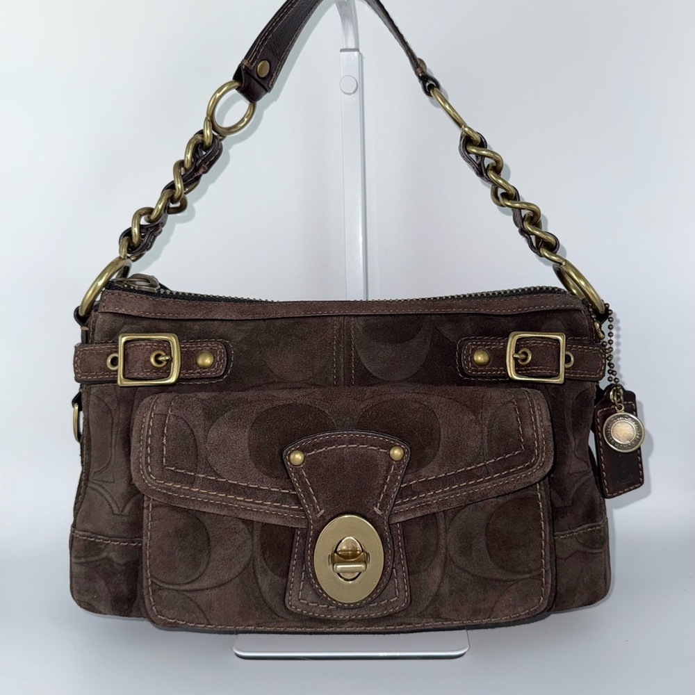 🤎RARE NEW COACH LEGACY SIGNATURE EMBOSSED SUEDE SHOULDER BAG 65TH ANNIVERSARY🤎